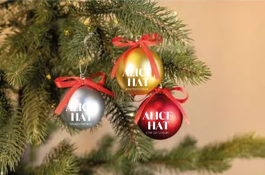 Bola de Navidad con lazo, personalizada con tu logo